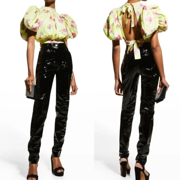 NEW Rotate Birger Christensen Dawn Floral Puff Sleeve Top Tie Back Yellow Boho 4 - Picture 14 of 14